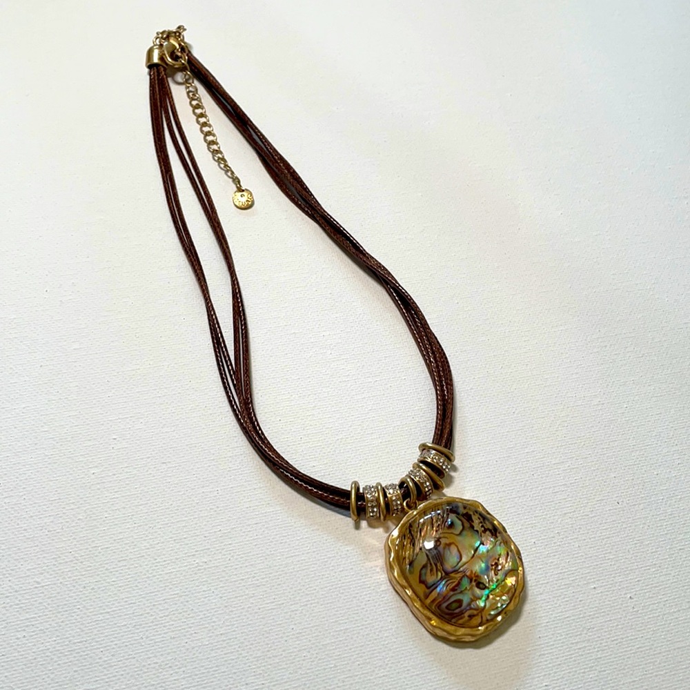 Lydell NYC Abalone Pendent Leather Necklace